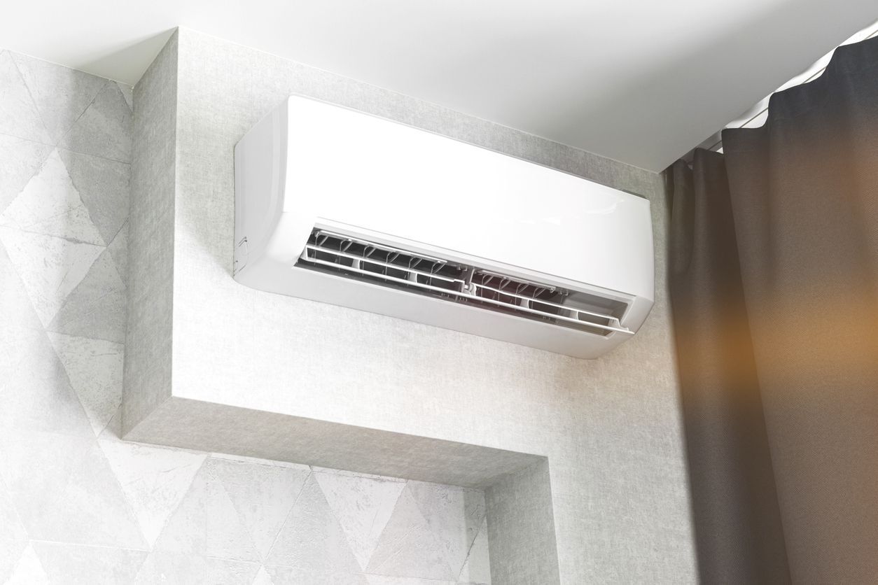 Ductless mini split on wall