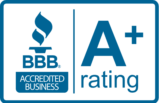 BBB Accredited Business badge showing A+ rating